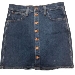 Madewell Dark Blue Denim Button-Front Mini Skirt